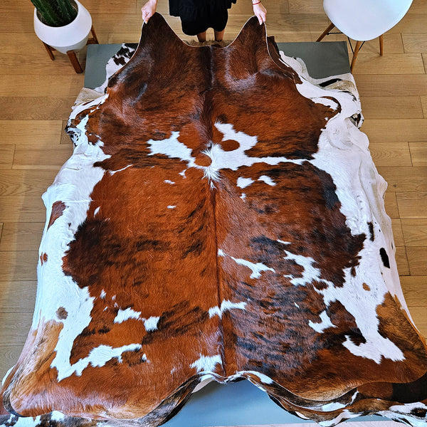 Tricolor Cowhide Rug Size 6'9" L x 6'3" W 8050