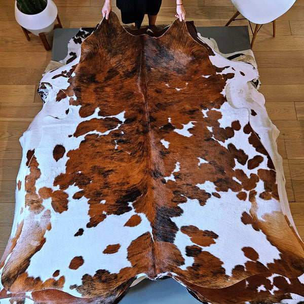 Tricolor Cowhide Rug Size 6'3" L x 6'1" W 8052