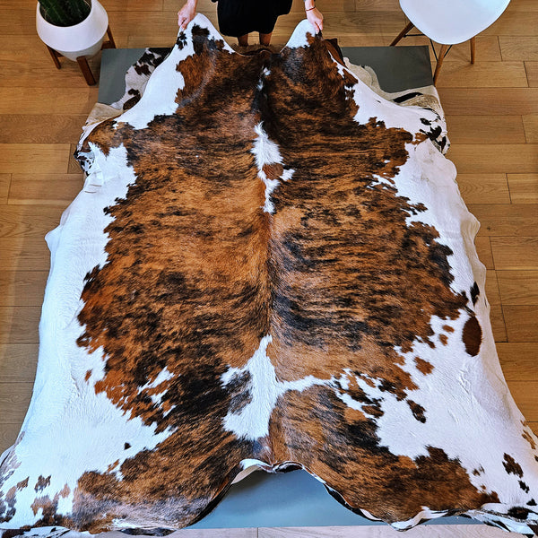 Tricolor Cowhide Rug Size 7'4" L x 7'2" W 8054