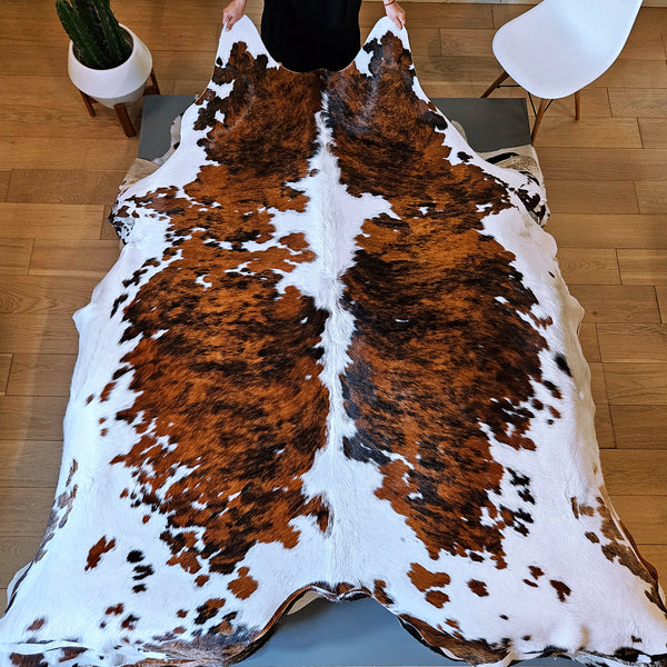 Tricolor Cowhide Rug Size 7'10" L x 7'1" W 8056