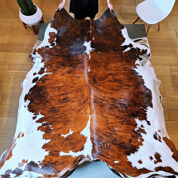 Tricolor Cowhide Rug Size 7'3" L x 7'4" W 8061