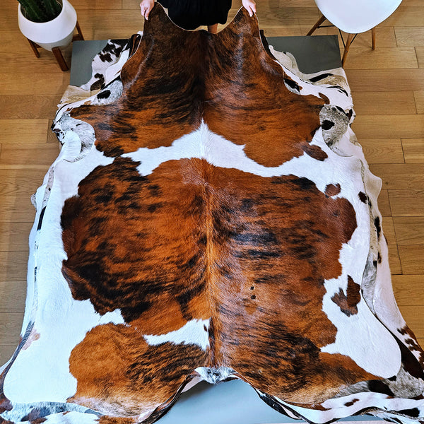 Tricolor Cowhide Rug Size 6'11" L x 6'0" W 8062