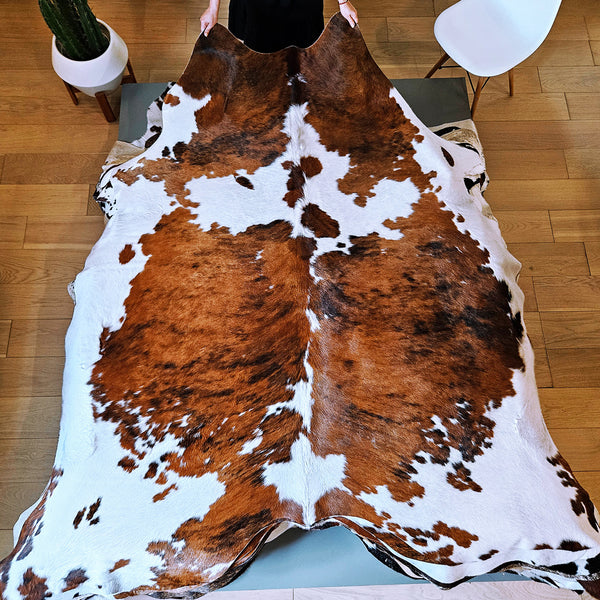 Tricolor Cowhide Rug Size 7'10" L x 7'2" W 8064