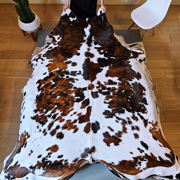 Tricolor Cowhide Rug Size 7'10" L x 6'9" W 8065