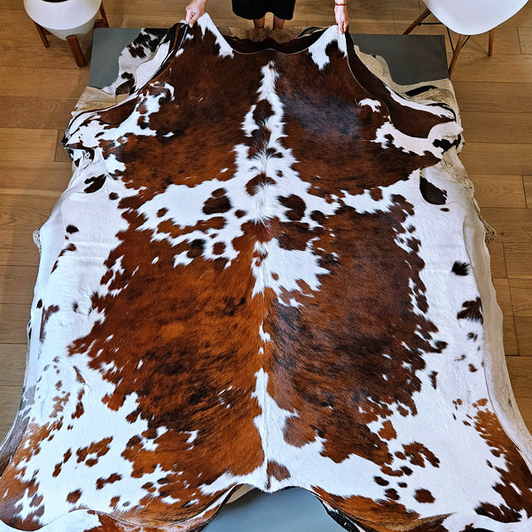 Tricolor Cowhide Rug Size 6'5" L x 6'1" W 8069