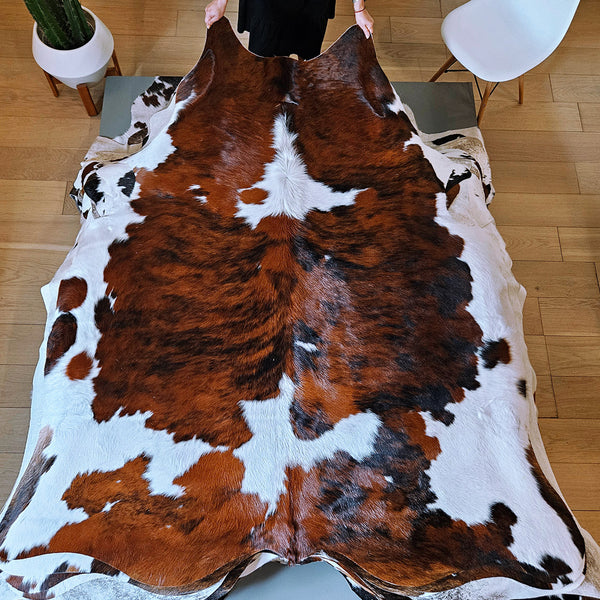 Tricolor Cowhide Rug Size 7'0" L x 6'6" W 8077