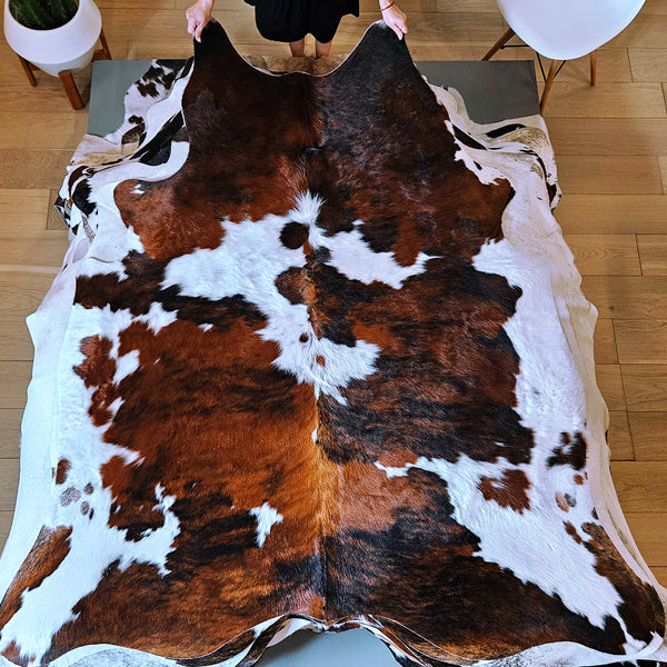 Tricolor Cowhide Rug Size 6'6" L x 6'2" W 8079