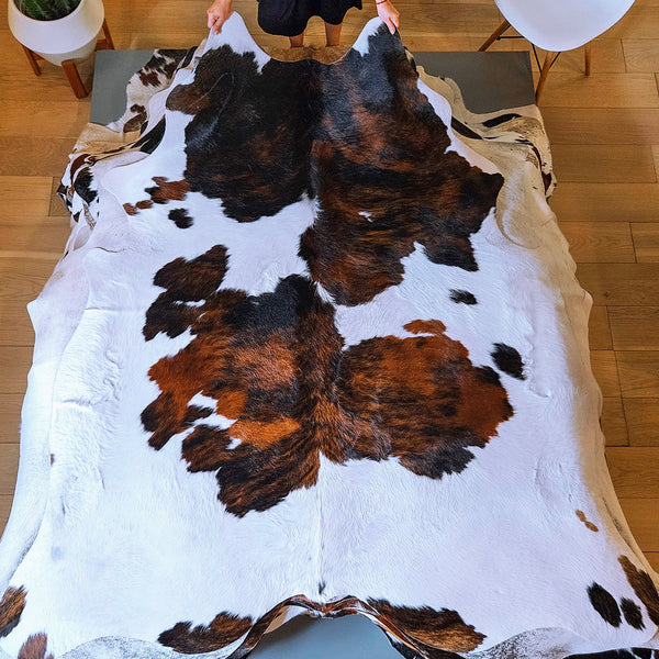 Tricolor Cowhide Rug Size 6'8" L x 6'1" W 8080