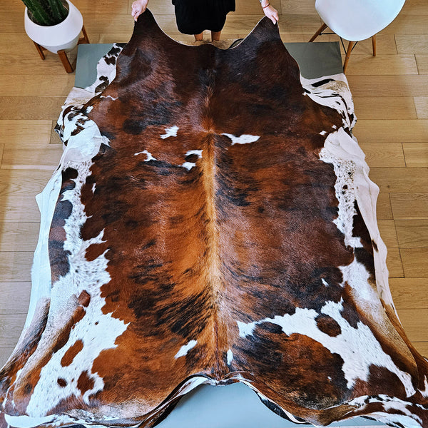 Tricolor Cowhide Rug Size 7'2" L x 6'2" W 8084