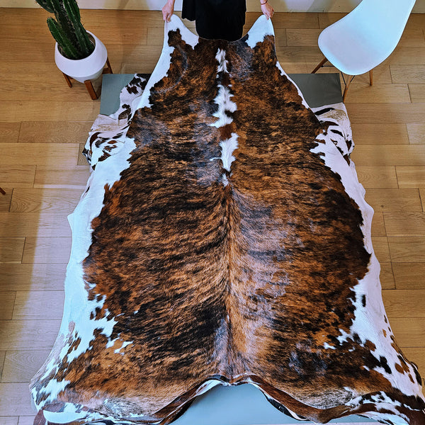 Tricolor Cowhide Rug Size 8'1" L x 7'3" W 8086