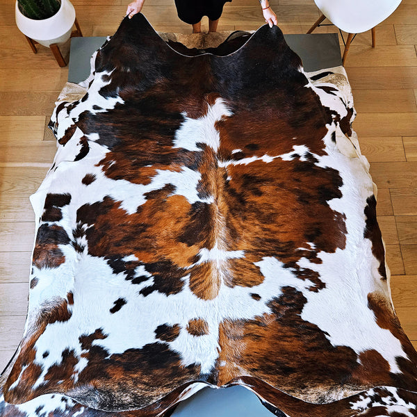 Tricolor Cowhide Rug Size 6'10" L x 6'7" W 8088