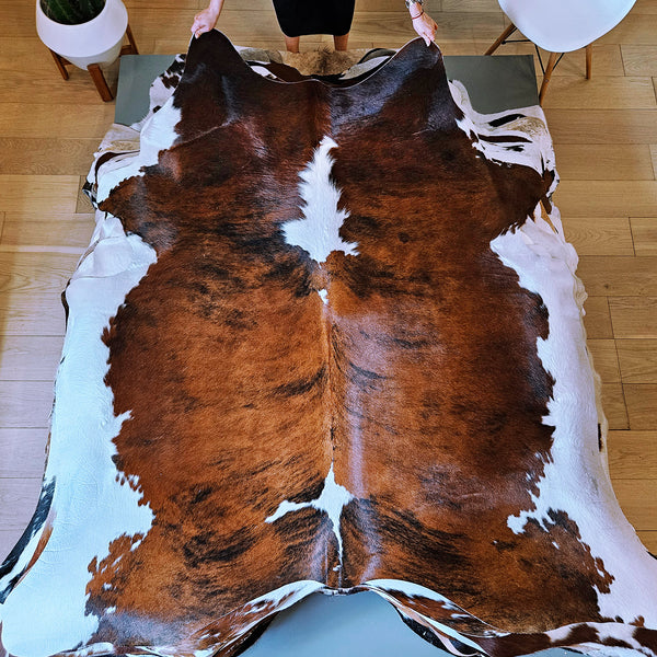 Tricolor Cowhide Rug Size 6'9" L x 6'8" W 8090