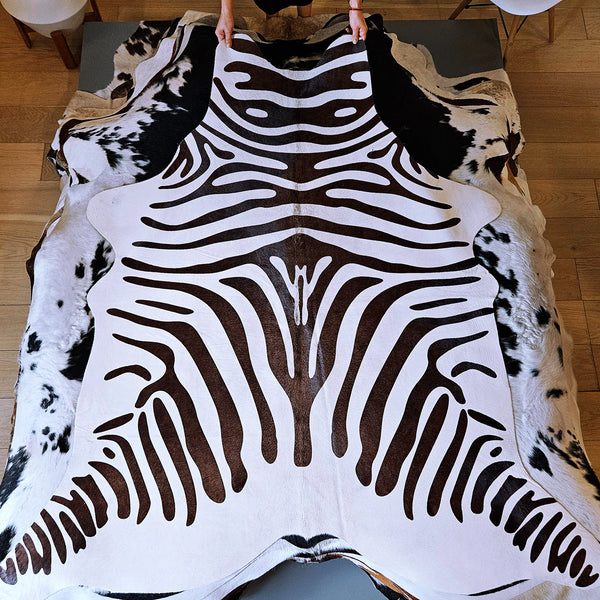 Zebra Cowhide Rug Size 6'0" L x 4'2" W 8093