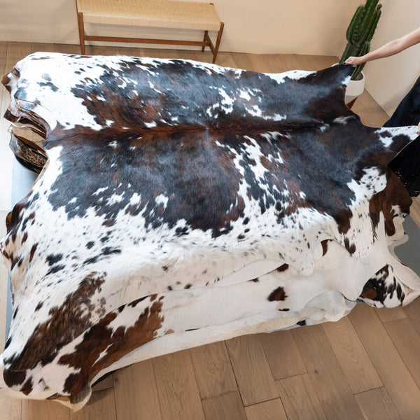 Tricolor Cowhide Rug Size 7'4" L x 7'3" W 8118