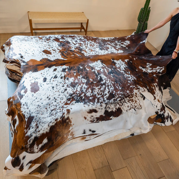 Tricolor Cowhide Rug Size 7'6" L x 6'11" W 8122