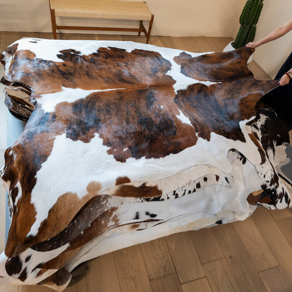 Tricolor Cowhide Rug Size 7'6" L x 6'5" W 8123