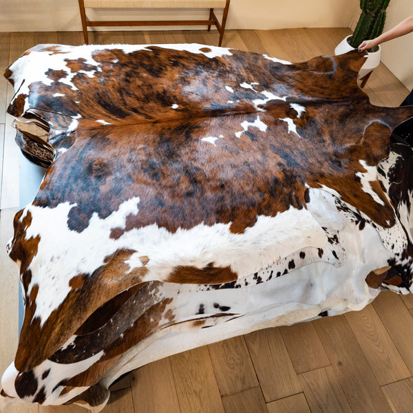 Tricolor Cowhide Rug Size 7'5" L x 7'0" W 8124