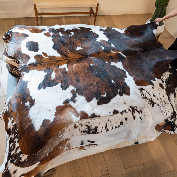 Tricolor Cowhide Rug Size 7'2" L x 6'5" W 8125