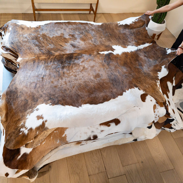 Brindle White Belly Cowhide Rug Size 6'8" L x 6'5" W 8132