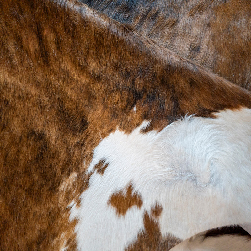 Brindle White Belly Cowhide Rug Size 6'8" L x 6'5" W 8132