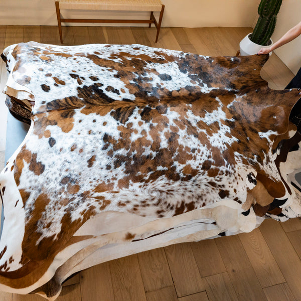 Tricolor Cowhide Rug Size 7'1" L x 6'5" W 8154