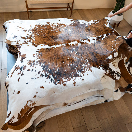 Tricolor Cowhide Rug Size 6'10" L x 6'5" W 8155