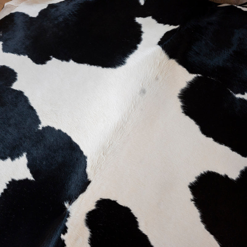 Brazilian Black and White Cowhide Rug Size 7'11" L x 6'9" W 8160