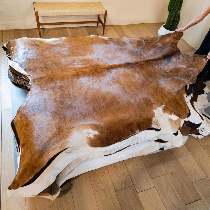 Brazilian Brindle Cowhide Rug Size 7'3" L x 6'9" W 8162