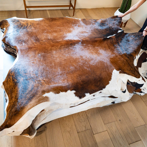 Brazilian Brindle Cowhide Rug Size 7'2" L x 6'11" W 8171