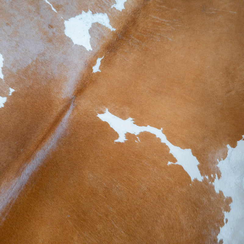 Brazilian Brown and White Cowhide Rug Size 7'6" L x 7'1" W 8180