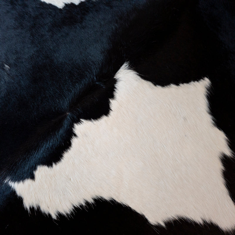 Brazilian Black and White Cowhide Rug Size 7'11" L x 7'1" W 8184