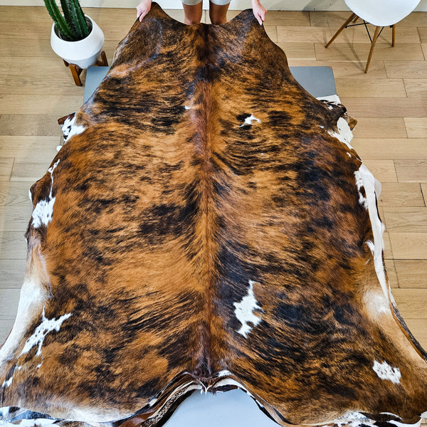 Tricolor Cowhide Rug Size 7'6" L x 6'10" W 9101