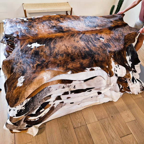 Tricolor Cowhide Rug Size 7'6" L x 6'10" W 9101