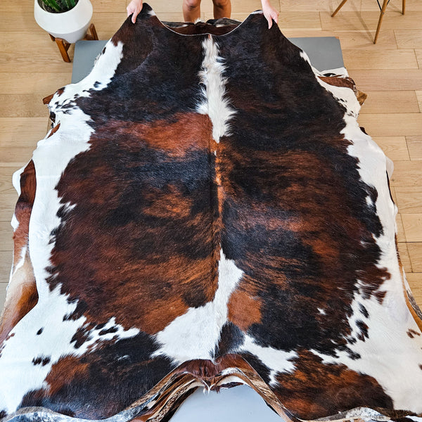 Tricolor Cowhide Rug Size 6'6" L x 6'4" W 9102