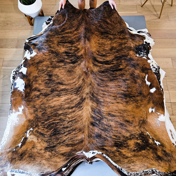 Tricolor Cowhide Rug Size 6'7" L x 6' W 9111