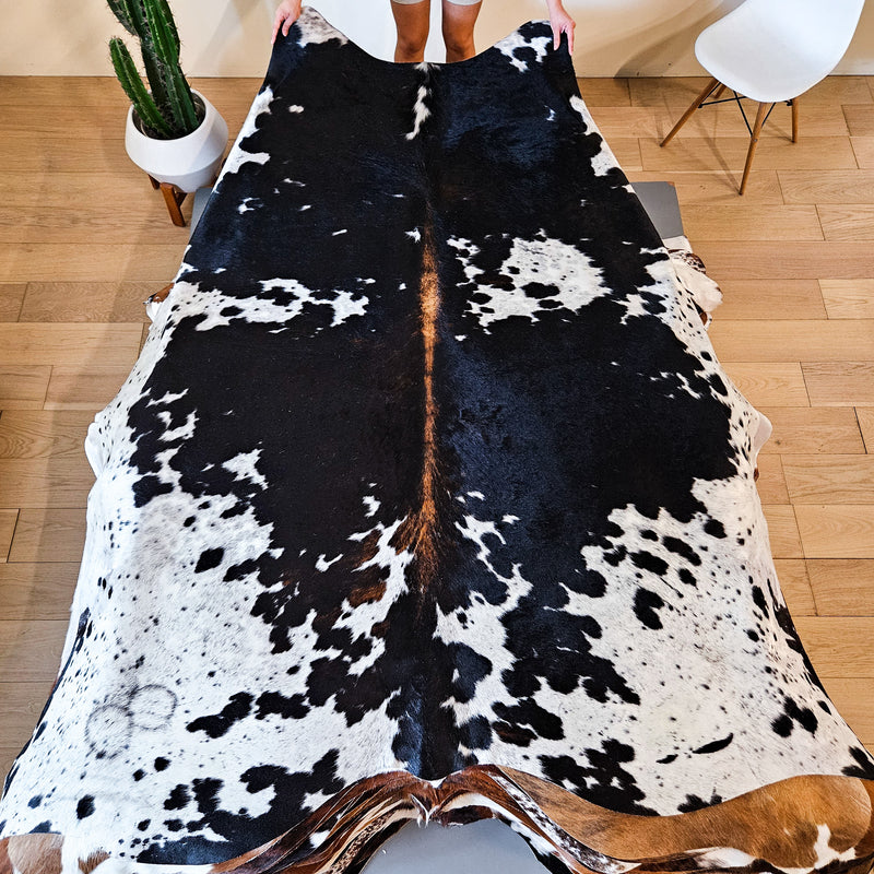 Black and White Cowhide Rug Size 8'3" L x 7'8" W 9118