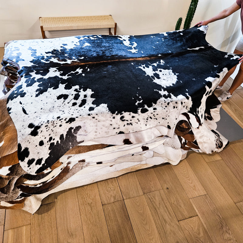 Black and White Cowhide Rug Size 8'3" L x 7'8" W 9118