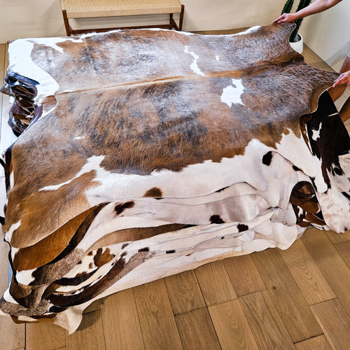 Tricolor Cowhide Rug Size 6'9" L x 6'2" W 9119