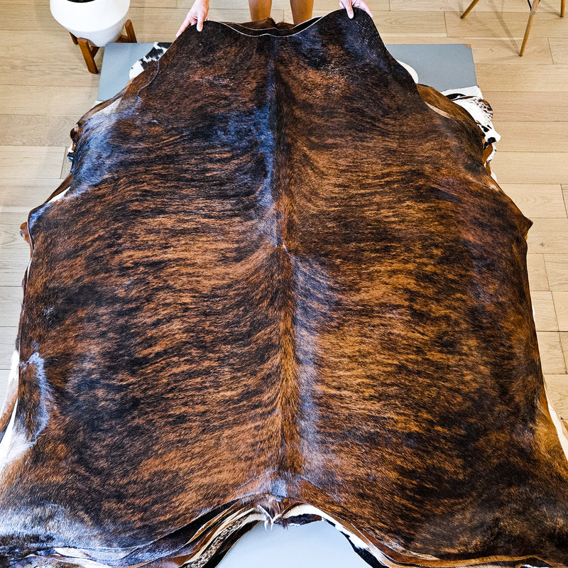 Brazilian Brindle Cowhide Rug Size 6'7" L x 6'8" W 9128