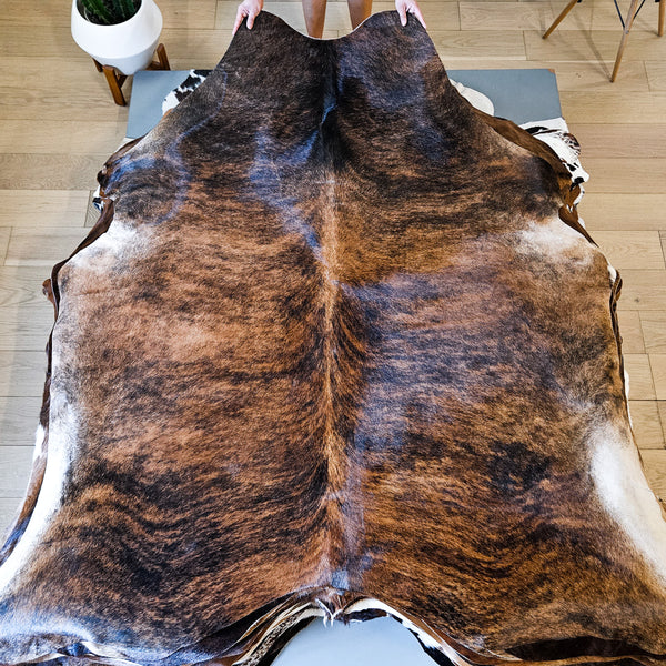 Brazilian Brindle Cowhide Rug Size 6'10" L x 6'5" W 9129