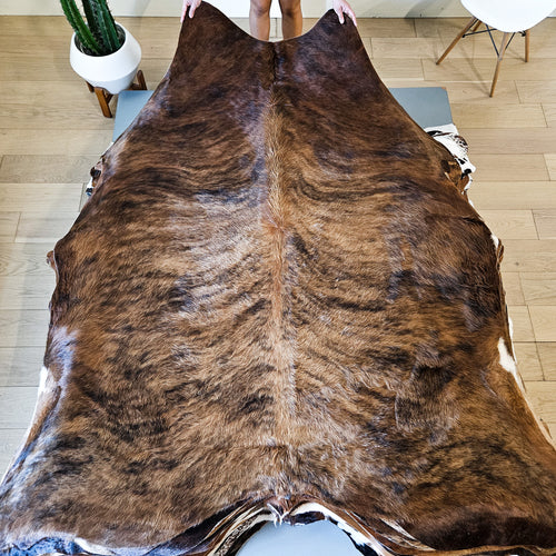 Brazilian Brindle Cowhide Rug Size 7'1" L x 6'4" W 9130