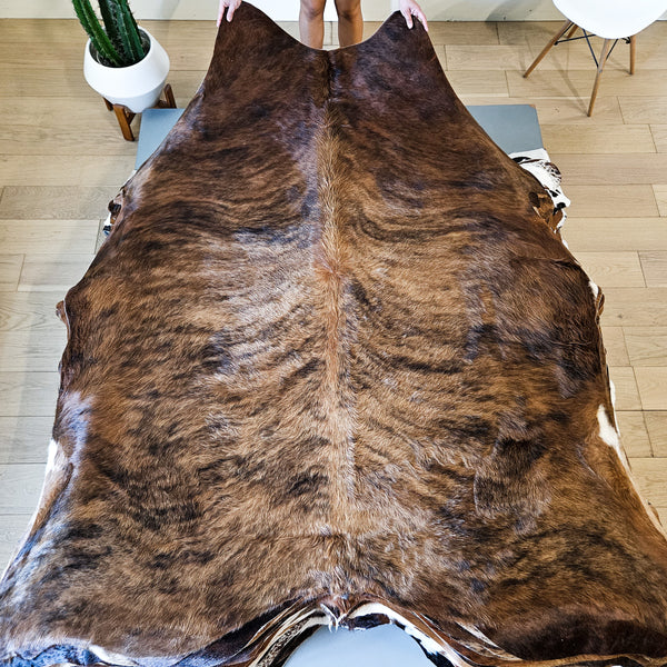 Brazilian Brindle Cowhide Rug Size 7'1" L x 6'4" W 9130