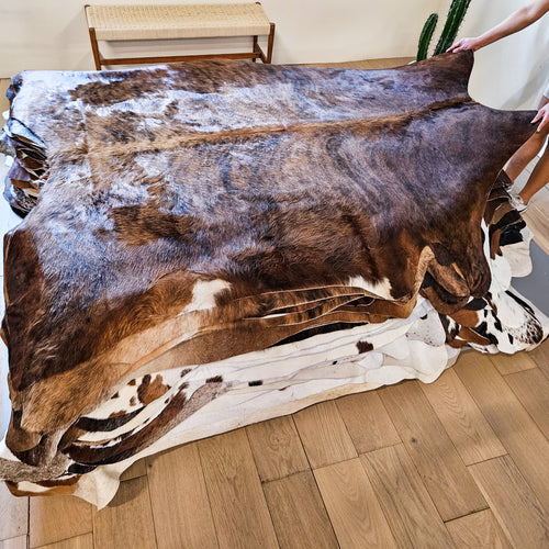 Brazilian Brindle Cowhide Rug Size 7'1" L x 6'4" W 9130