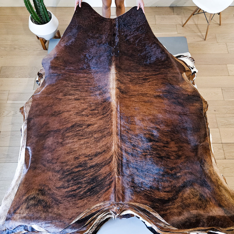 Brazilian Brindle Cowhide Rug Size 7'5" L x 5'11" W 9131