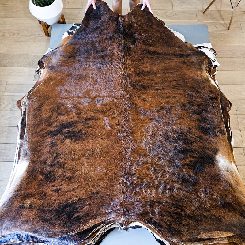 Brazilian Brindle Cowhide Rug Size 6'8" L x 6'2" W 9134