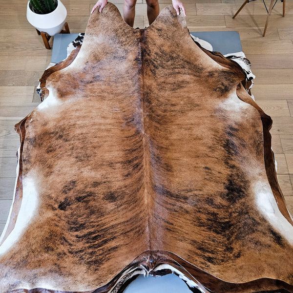 Brazilian Brindle Cowhide Rug Size 6'7" L x 6'6" W 9140