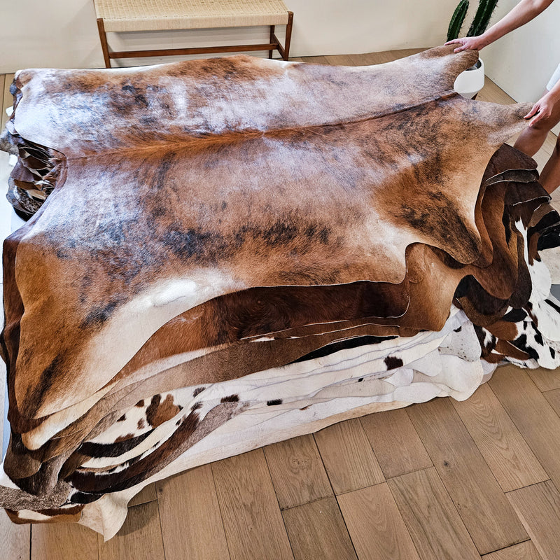 Brazilian Brindle Cowhide Rug Size 6'7" L x 6'6" W 9140