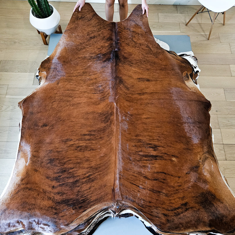 Brazilian Brindle Cowhide Rug Size 7'4" L x 6'5" W 9141