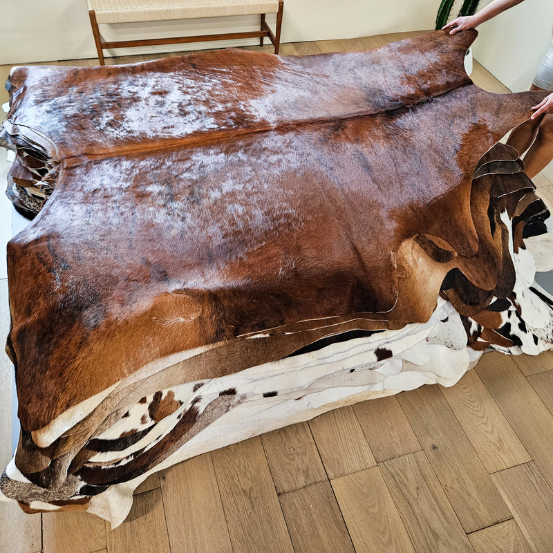 Brazilian Brindle Cowhide Rug Size 7'4" L x 6'5" W 9141