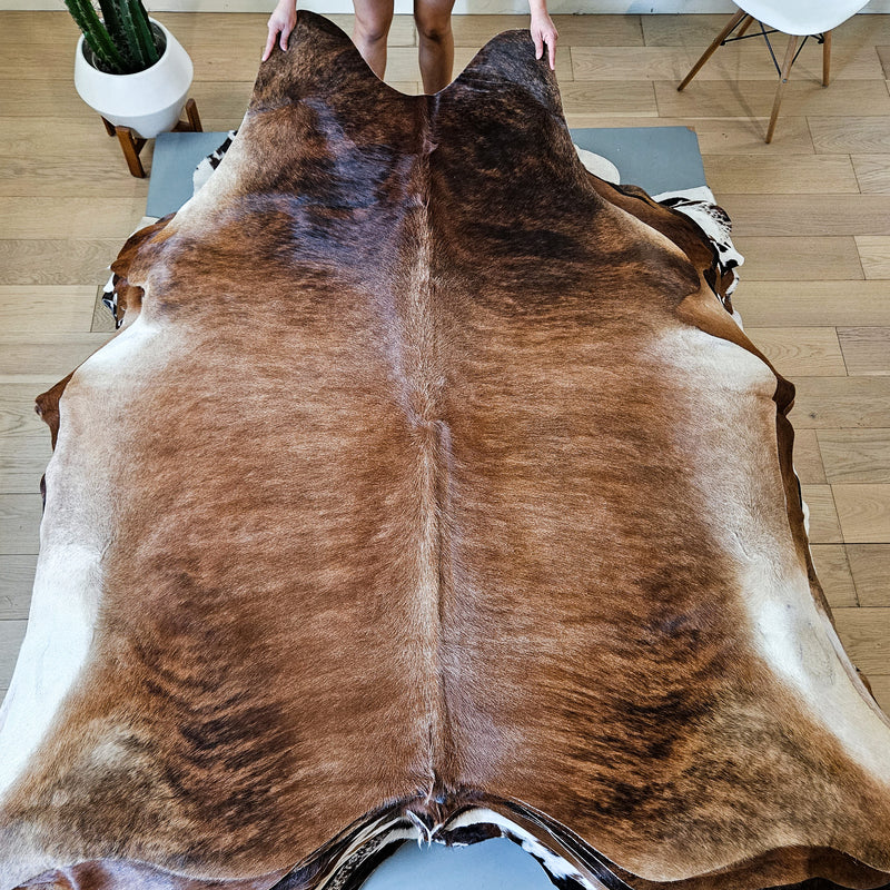 Brazilian Brindle Cowhide Rug Size 7'1" L x 6'9" W 9143